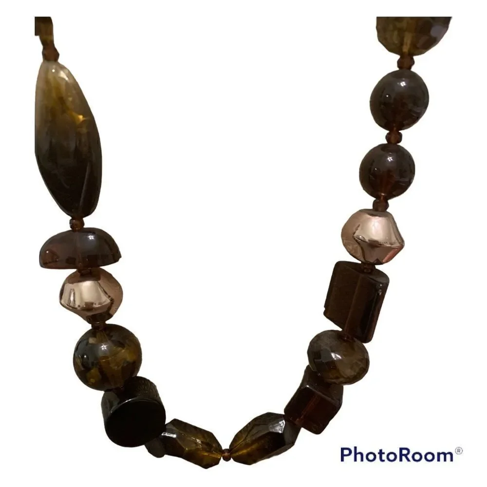 Erica Lyons brown glass bead necklace NWT